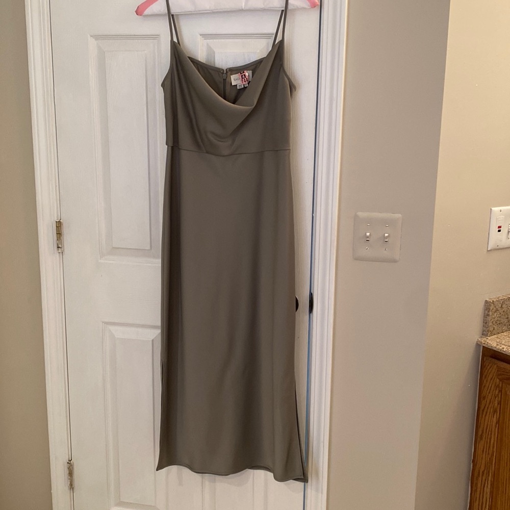 BHLDN Green Sleek Silk Dress